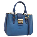 Miu Miu Hand Bag Leather 2way Blue Gold Tone Auth 198631A-1