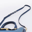 Miu Miu Hand Bag Leather 2way Blue Gold Tone Auth 198631A-14