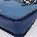 Miu Miu Hand Bag Leather 2way Blue Gold Tone Auth 198631A-17