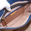 Miu Miu Hand Bag Leather 2way Blue Gold Tone Auth 198631A-21