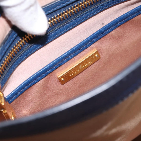 Miu Miu Hand Bag Leather 2way Blue Gold Tone Auth 198631A