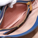 Miu Miu Hand Bag Leather 2way Blue Gold Tone Auth 198631A-25