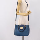 Miu Miu Hand Bag Leather 2way Blue Gold Tone Auth 198631A-26