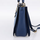 Miu Miu Hand Bag Leather 2way Blue Gold Tone Auth 198631A-3