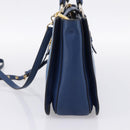 Miu Miu Hand Bag Leather 2way Blue Gold Tone Auth 198631A-4
