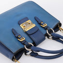 Miu Miu Hand Bag Leather 2way Blue Gold Tone Auth 198631A-6
