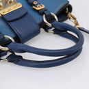 Miu Miu Hand Bag Leather 2way Blue Gold Tone Auth 198631A-7