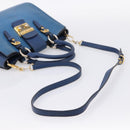 Miu Miu Hand Bag Leather 2way Blue Gold Tone Auth 198631A-9