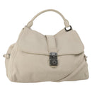 Miu Miu Hand Bag Leather 2way Ivory Silver Auth 198635A-1