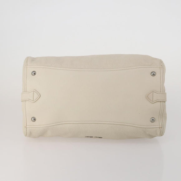 Miu Miu Hand Bag Leather 2way Ivory Silver Auth 198635A