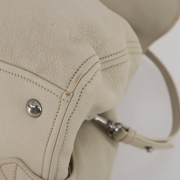 Miu Miu Hand Bag Leather 2way Ivory Silver Auth 198635A
