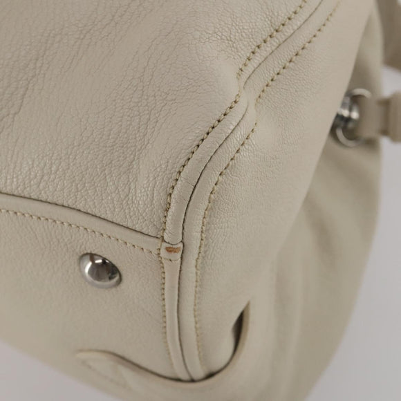 Miu Miu Hand Bag Leather 2way Ivory Silver Auth 198635A