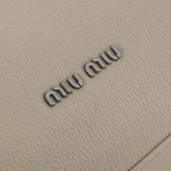 Miu Miu Hand Bag Leather 2way Ivory Silver Auth 198635A