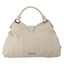 Miu Miu Hand Bag Leather 2way Ivory Silver Auth 198635A-2