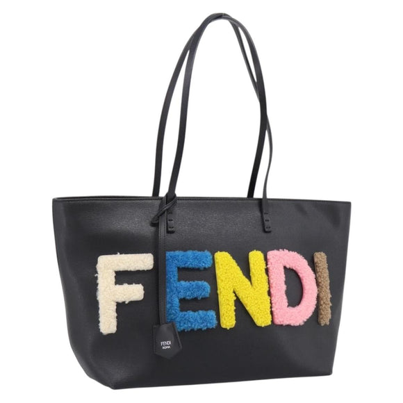 FENDI Tote Bag Leather Black Multicolor 8BH198 Auth 198636A