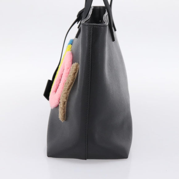 FENDI Tote Bag Leather Black Multicolor 8BH198 Auth 198636A