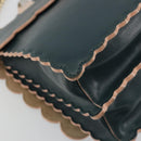 FENDI Canay Chain Shoulder Bag Leather 2way Green Gold Tone 8BT283 Auth 198639-16
