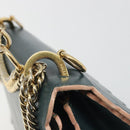 FENDI Canay Chain Shoulder Bag Leather 2way Green Gold Tone 8BT283 Auth 198639-17