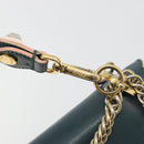 FENDI Canay Chain Shoulder Bag Leather 2way Green Gold Tone 8BT283 Auth 198639-18