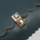 FENDI Canay Chain Shoulder Bag Leather 2way Green Gold Tone 8BT283 Auth 198639-19