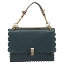 FENDI Canay Chain Shoulder Bag Leather 2way Green Gold Tone 8BT283 Auth 198639-2