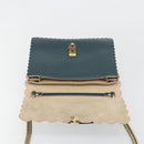 FENDI Canay Chain Shoulder Bag Leather 2way Green Gold Tone 8BT283 Auth 198639-20
