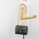 FENDI Canay Chain Shoulder Bag Leather 2way Green Gold Tone 8BT283 Auth 198639-28