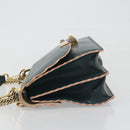 FENDI Canay Chain Shoulder Bag Leather 2way Green Gold Tone 8BT283 Auth 198639-5