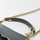 FENDI Canay Chain Shoulder Bag Leather 2way Green Gold Tone 8BT283 Auth 198639-8