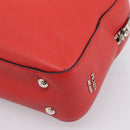 PRADA Chain Hand Bag Leather Red Silver Auth 198640V-15