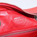 PRADA Chain Hand Bag Leather Red Silver Auth 198640V-19