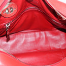 PRADA Chain Hand Bag Leather Red Silver Auth 198640V-10