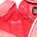 PRADA Chain Hand Bag Leather Red Silver Auth 198640V-21