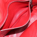 PRADA Chain Hand Bag Leather Red Silver Auth 198640V-23
