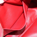 PRADA Chain Hand Bag Leather Red Silver Auth 198640V-24