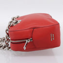 PRADA Chain Hand Bag Leather Red Silver Auth 198640V-3