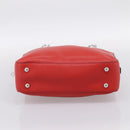 PRADA Chain Hand Bag Leather Red Silver Auth 198640V-5