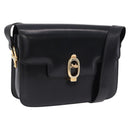 CELINE Horse Carriage Shoulder Bag Leather Black Gold Tone Auth 198641-1