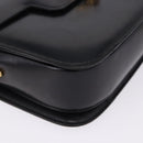 CELINE Horse Carriage Shoulder Bag Leather Black Gold Tone Auth 198641-10