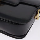 CELINE Horse Carriage Shoulder Bag Leather Black Gold Tone Auth 198641-11