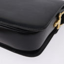 CELINE Horse Carriage Shoulder Bag Leather Black Gold Tone Auth 198641-13