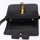 CELINE Horse Carriage Shoulder Bag Leather Black Gold Tone Auth 198641-15