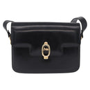 CELINE Horse Carriage Shoulder Bag Leather Black Gold Tone Auth 198641-2