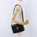 CELINE Horse Carriage Shoulder Bag Leather Black Gold Tone Auth 198641-24