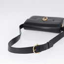 CELINE Horse Carriage Shoulder Bag Leather Black Gold Tone Auth 198641-7