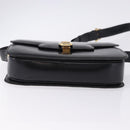 CELINE Horse Carriage Shoulder Bag Leather Black Gold Tone Auth 198641-9