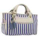CELINE Boogie Bag Canvas Navy Gold Tone Auth 198642A-1