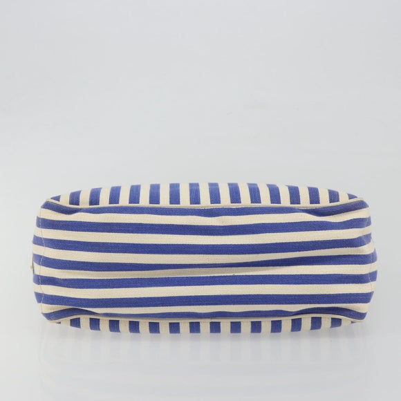 CELINE Boogie Bag Canvas Navy Gold Tone Auth 198642A