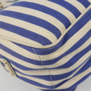 CELINE Boogie Bag Canvas Navy Gold Tone Auth 198642A-15