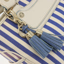 CELINE Boogie Bag Canvas Navy Gold Tone Auth 198642A-19